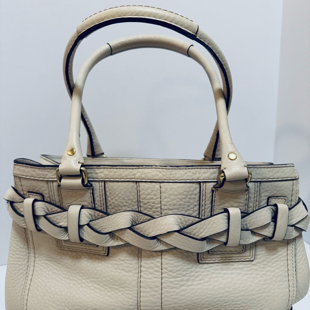 Coach Hampton Ivory Pebbled Leather Satchel - Picture 3 of 9